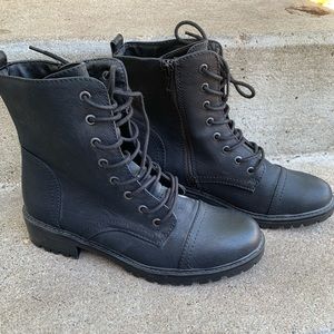 Faux Leather Women’s Combat Boots